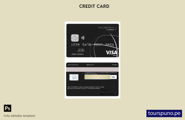 Lista para imprimir plantilla de tarjeta Visa Platinum Andorra Andbank